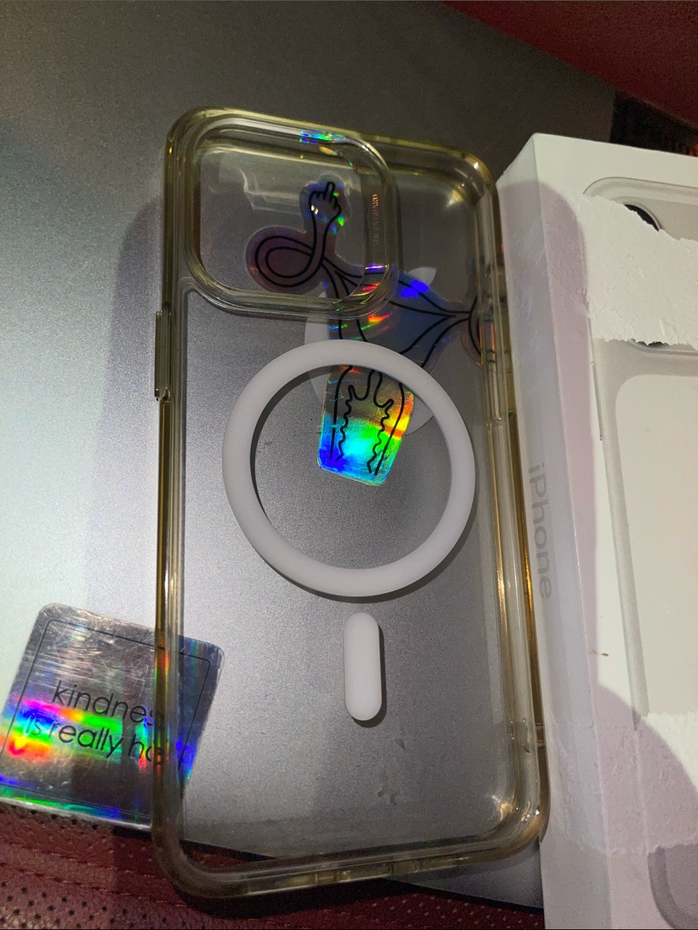 Clear Transparent Phone Case with White MagSafe Ring